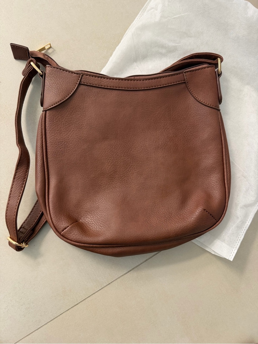 Amazon Brown Leather Crossbody Bag